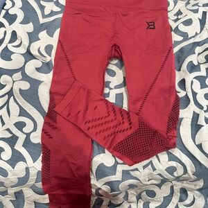 BETTER BODIES Red Mesh Detail Leggings
